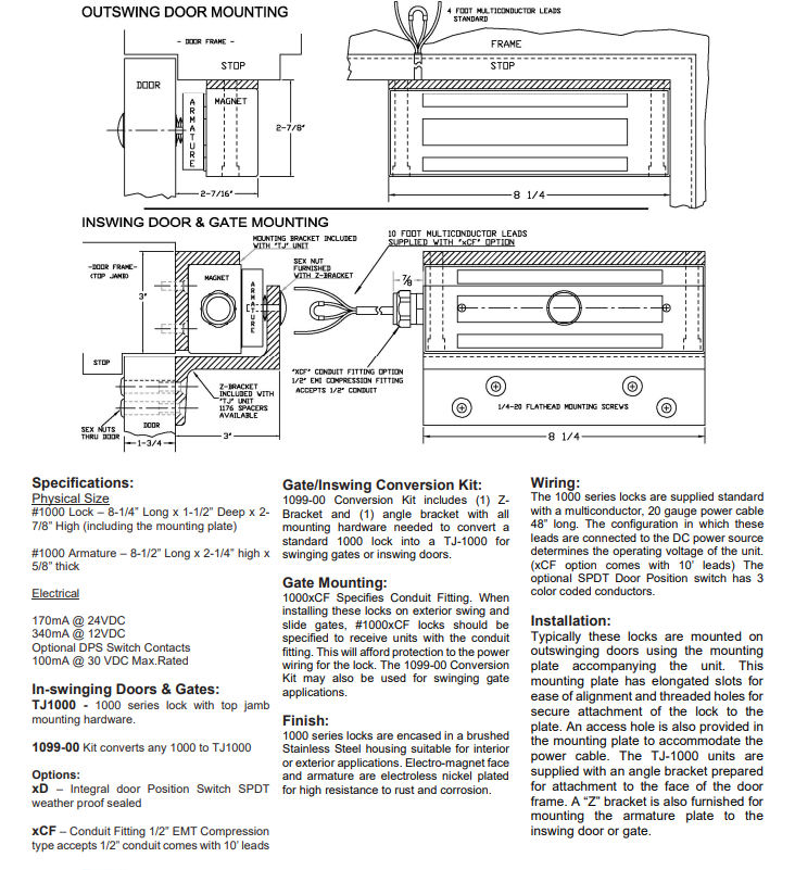 Dortronics 1000 Series 1200 LB Industrial Maglock
