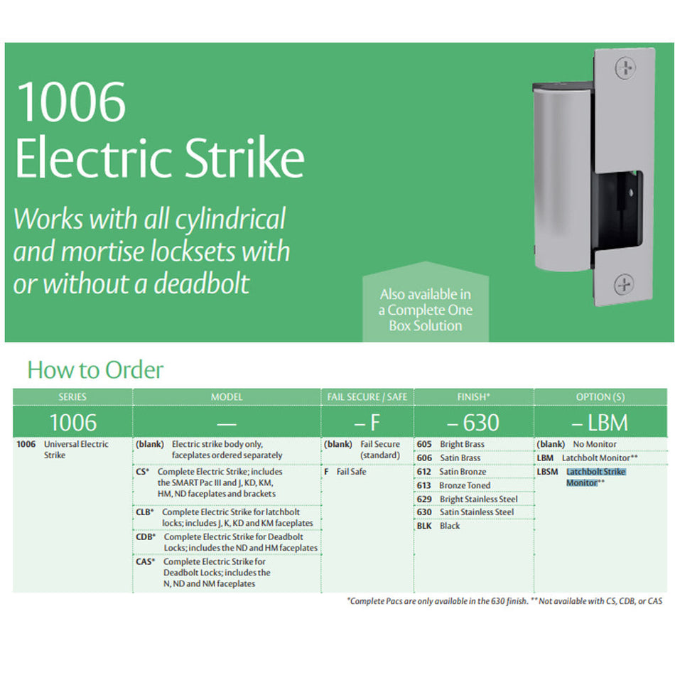 HES 1006 Series Electric Strike Bodies
