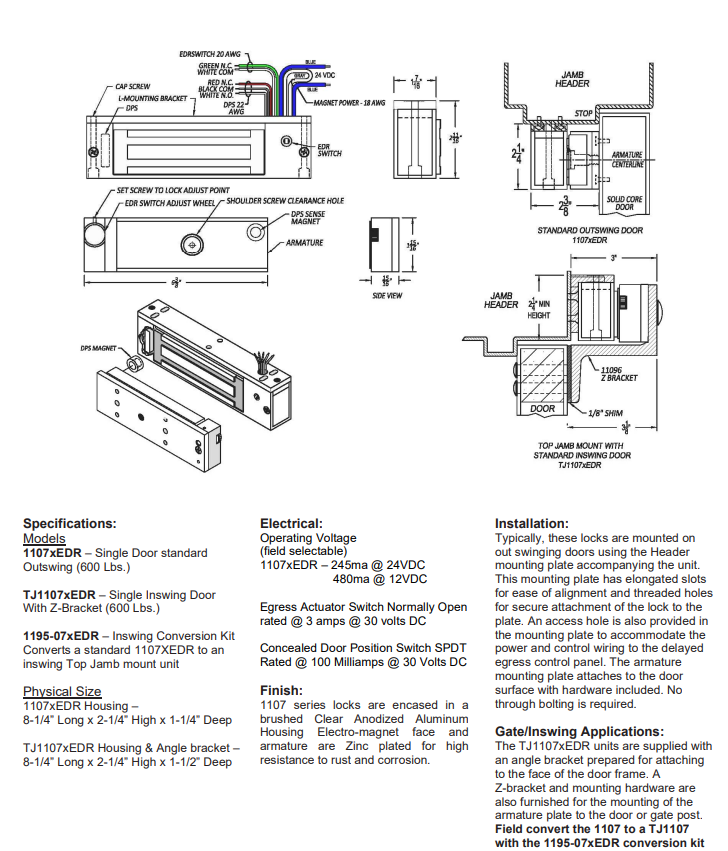 Dortronics 1107xEDR Slim Line Delayed Egress Actuating Lock