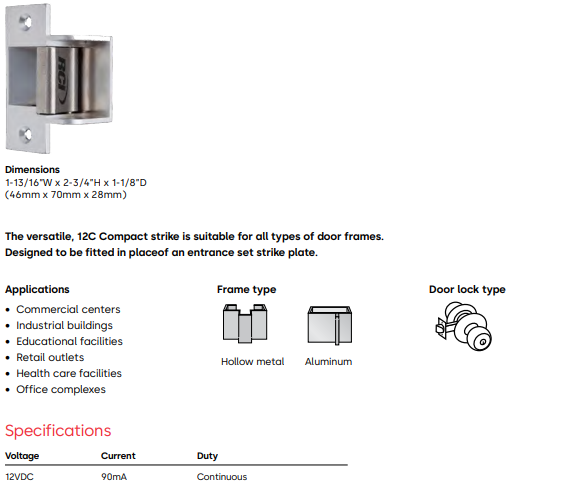 RCI 12C Compact Electric Strike