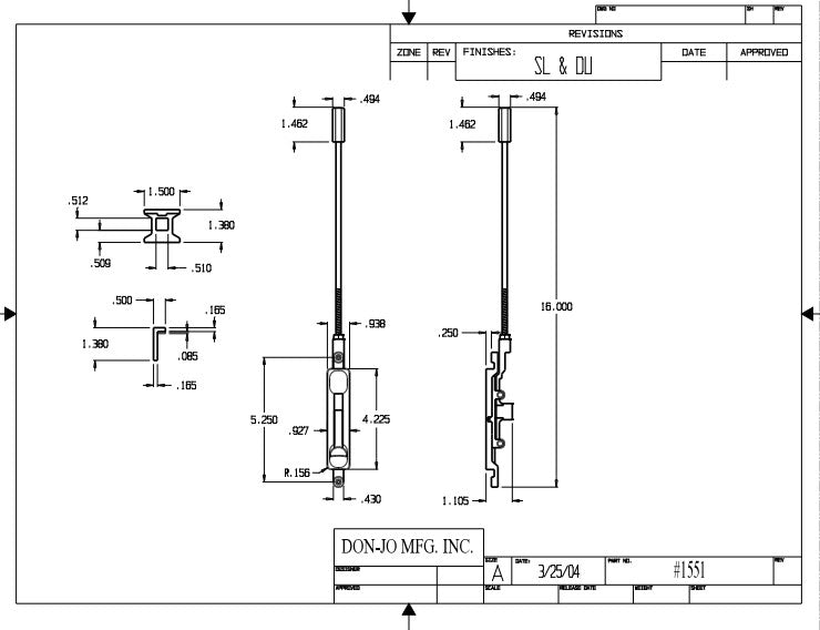 Don-Jo 1551 Aluminum Door Flush Bolt