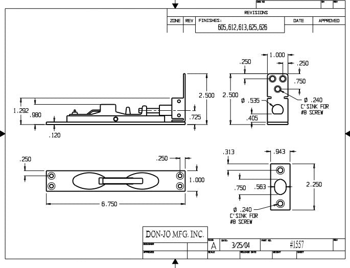 Don-Jo 1557 Flush Bolt