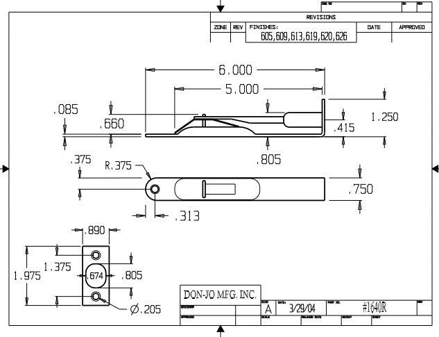 Don-Jo 1640R Flush Bolt