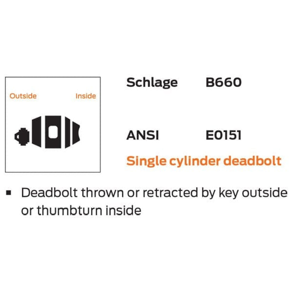 Schlage B660 Single Cylinder Deadbolt
