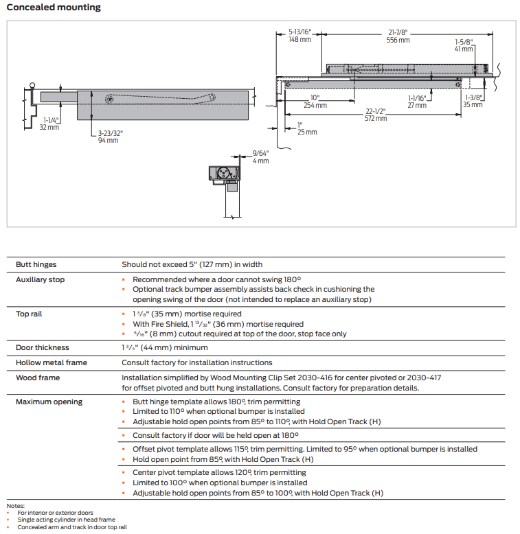 LCN 2030 Overhead Concealed Door Closer