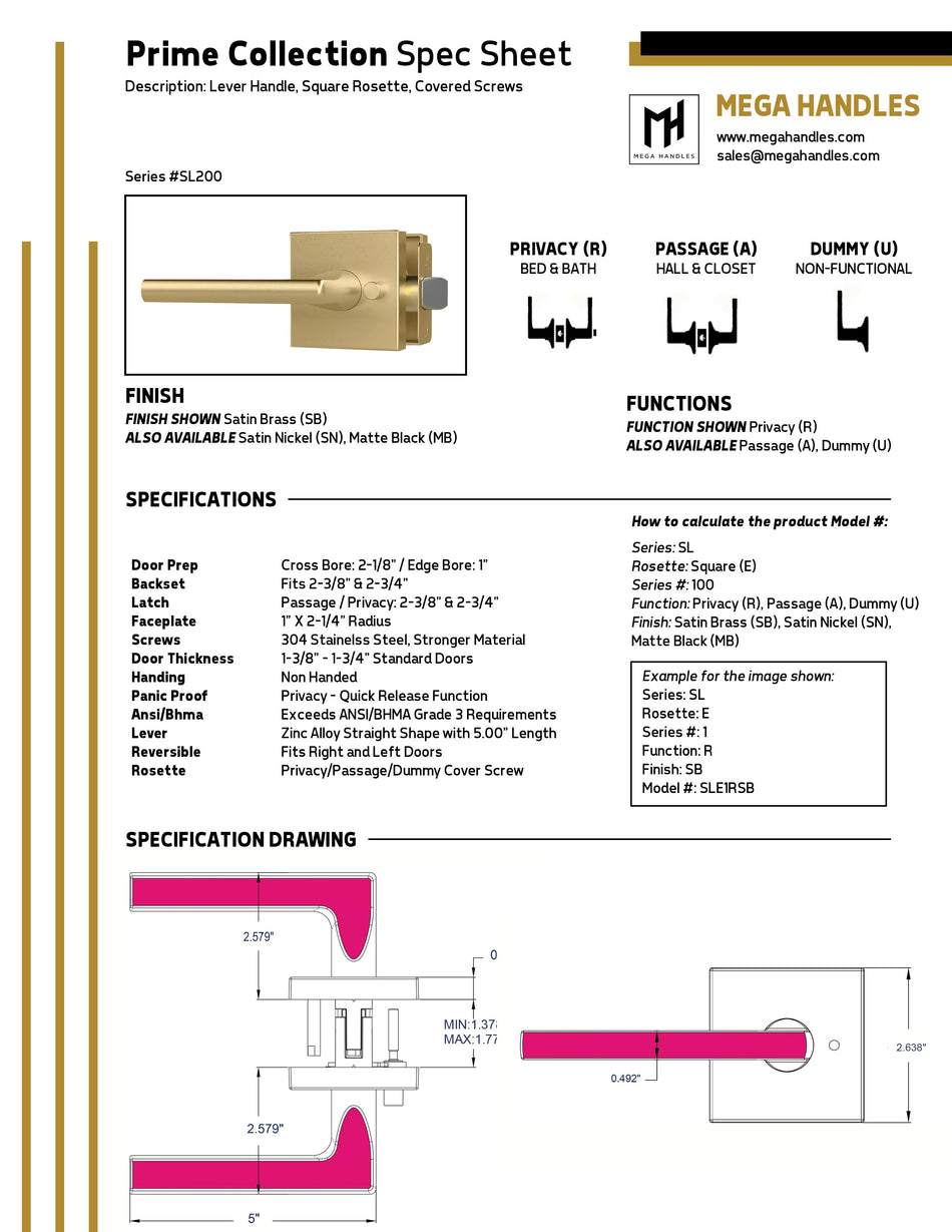 Mega Handles Prime Collection Lever