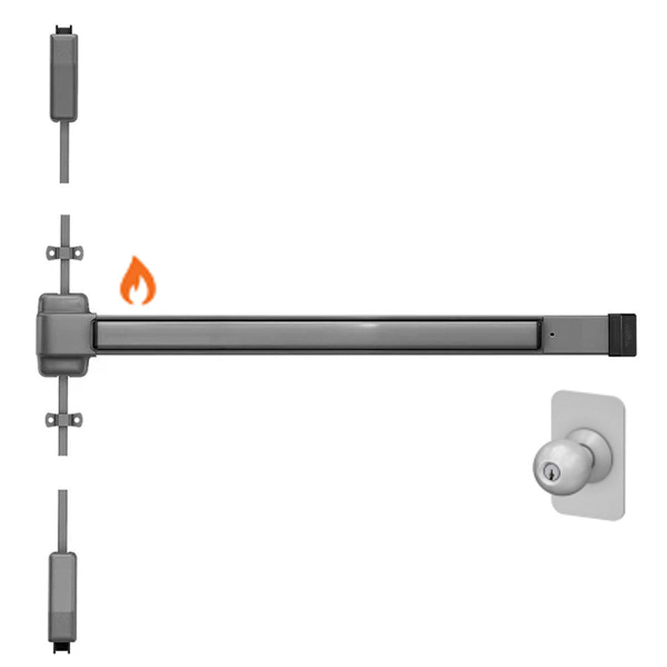 Von Duprin 2227K-F - Knob Surface Mounted Vertical Rod Device Von Duprin 22 Series - Fire Rated