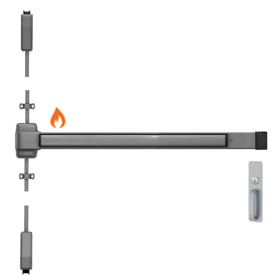 Von Duprin 2227NL-OP-F - Night Latch, Optional Pull Surface Mounted Vertical Rod Device Von Duprin 22 Series - Fire Rated