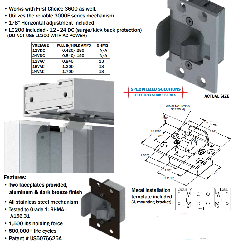 Trine 3250SOM-LC-ALDB Electric Strike for Dor-O-Matic (Falcon) & First Choice Device