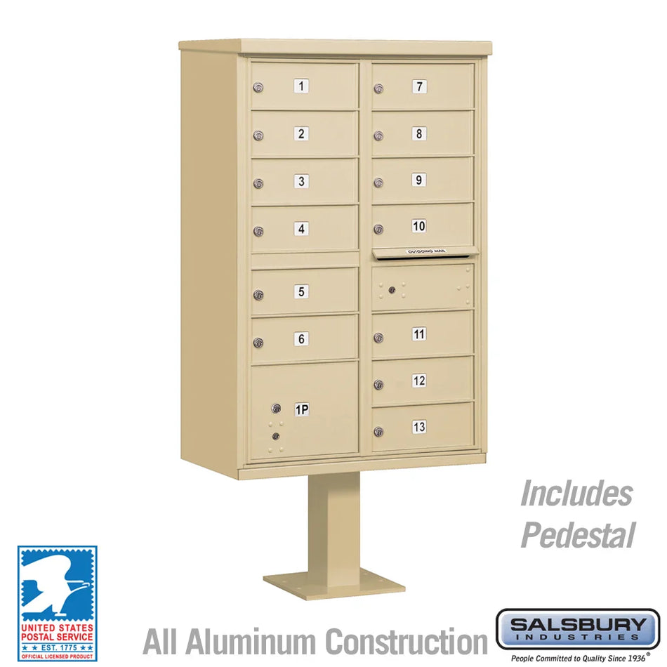 Salsbury 3313 Cluster Box Unit with 13 Doors and 1 Parcel Locker with USPS Access – Type IV