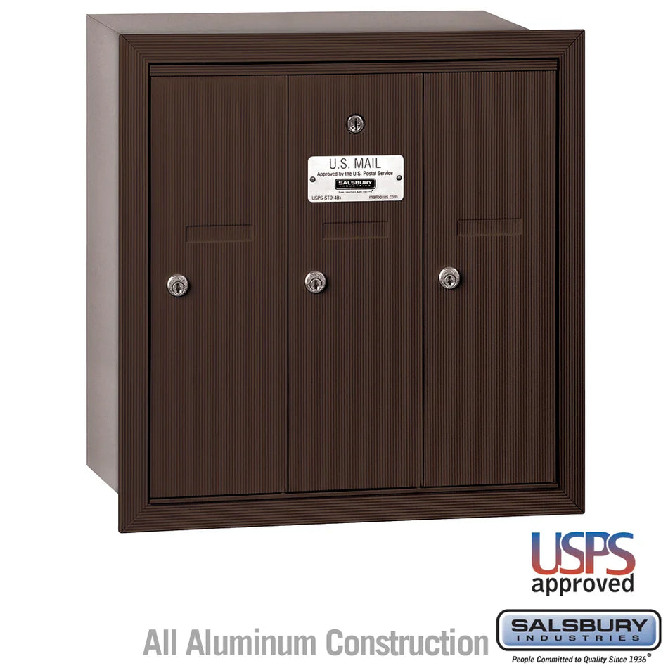 Salsbury 3503 Vertical Mailbox - 3 Doors - USPS Access