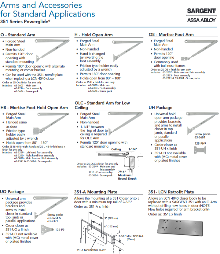 Sargent 351 Powerglide Door Closers