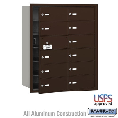 Salsbury 3612 4B+ Horizontal Mailbox - 12 B Doors (11 usable) - Front Loading - USPS Access