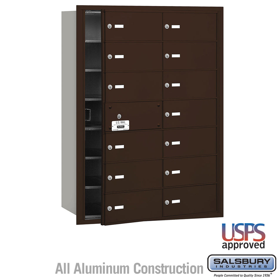 Salsbury 3614 4B+ Horizontal Mailbox - 14 B Doors (13 usable) - Front Loading - USPS Access