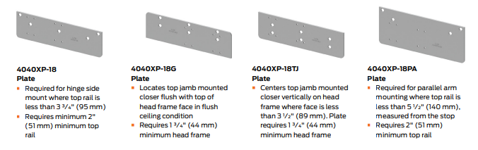 LCN 4040XP Drop Plates 18, 18PA, 18TJ, 18G