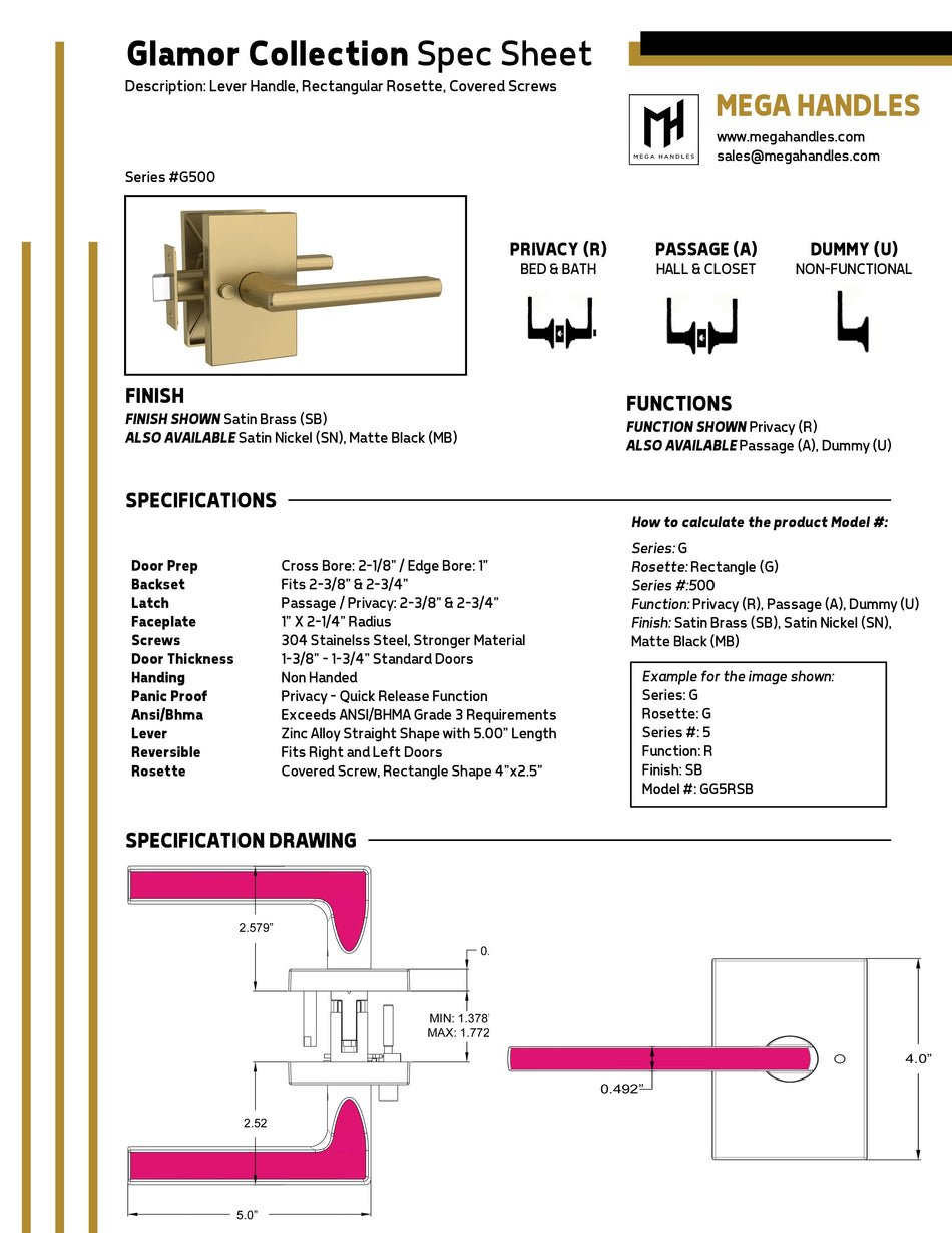 Mega Handles Glamor Collection Lever