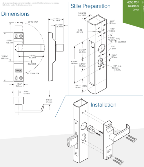 Adams Rite 4550 MS Deadlock Lever