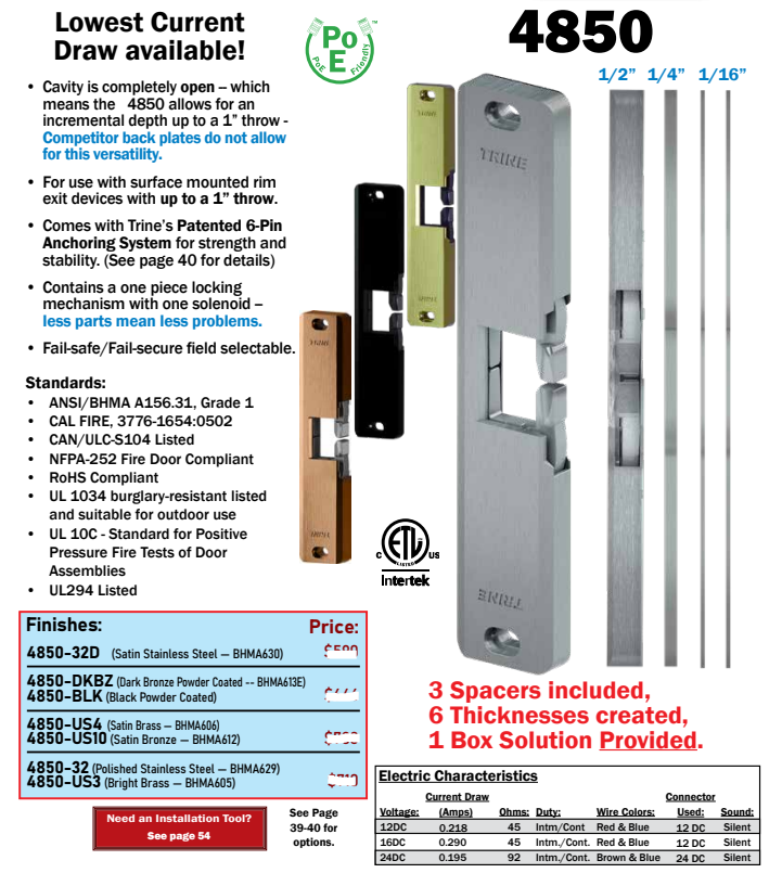 Trine 4850 1/2" Surface Mount Electric Strike