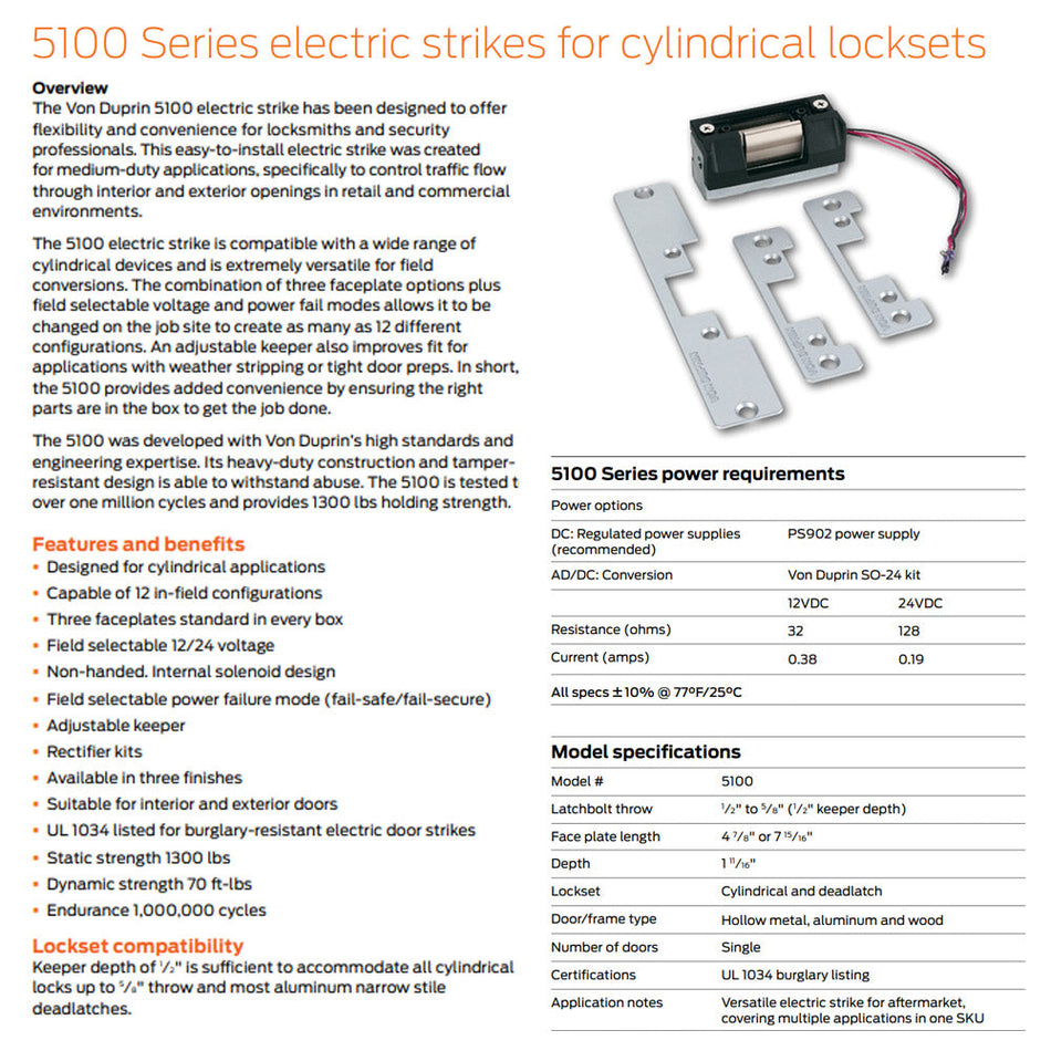 Von Duprin 5100-3FP Electric Strike
