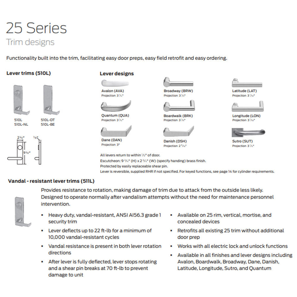 Falcon 513K-NL - Knob, Night Latch Trim Exit Device Trim for 25 Series