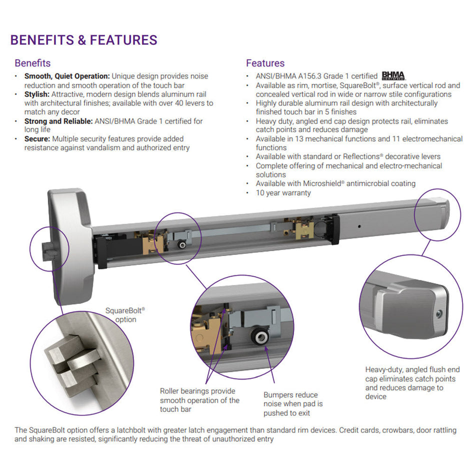 Accentra 6150ED Series Squarebolt Exit Device