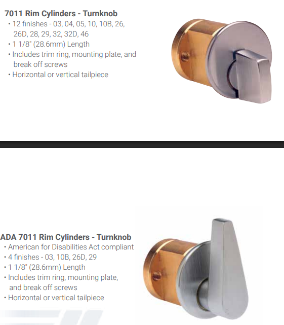 Ilco 7011 Turnknob Rim Cylinder
