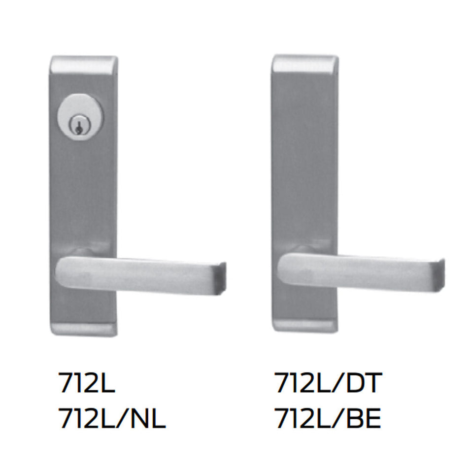 Falcon 712L-BE-R/V - Classroom Function Exit Device Lever Trim, Blank Escutcheon for 24 Series Rim and Surface Vertical Rod
