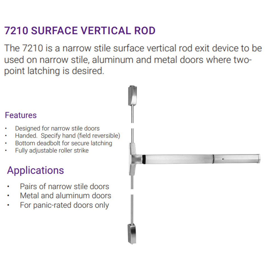 Accentra 7210 Series Narrow Stile Surface Vertical Rod Exit Device