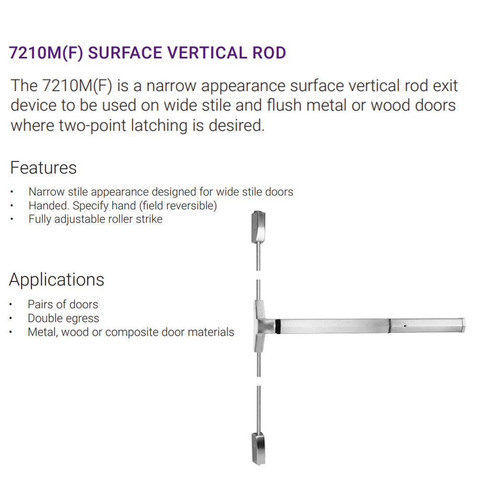 Accentra 7210M Series Narrow Stile Surface Vertical Rod Exit Device