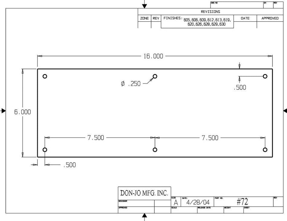 Don-Jo 72 Push Plate