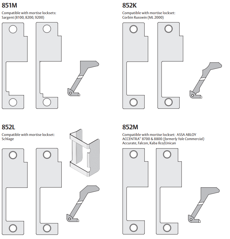 HES 851M / 852K / 852L / 852M Faceplate for 8500 Series