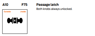 Schlage A10 Passage Latch - Grade 2 Cylindrical Non-Keyed Knob Lock