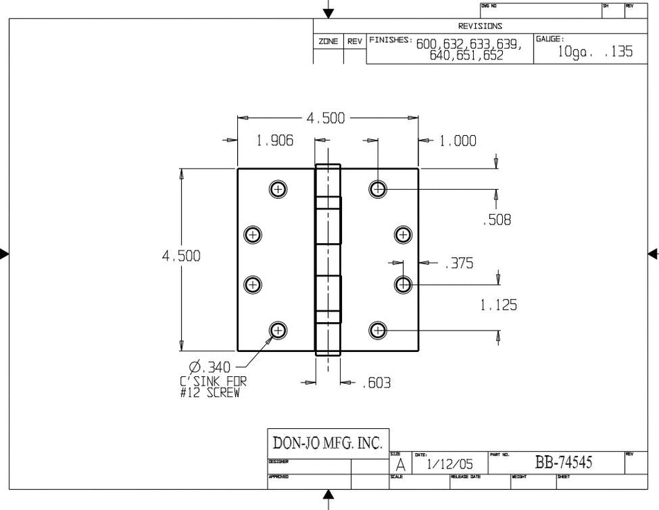 Don-Jo BB74545 Ball Bearing