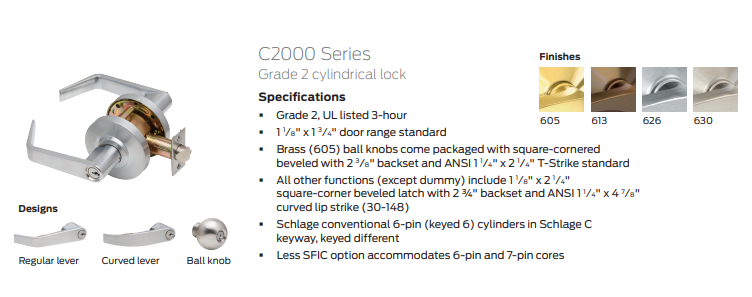 Dexter C2000-CLRM Classroom Grade 2 Lever Lock