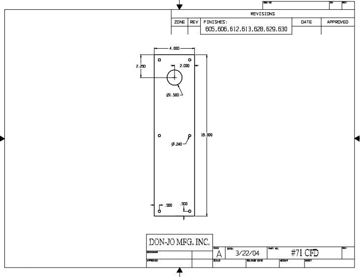 Don-jo CFD71 Push Plate with Holes