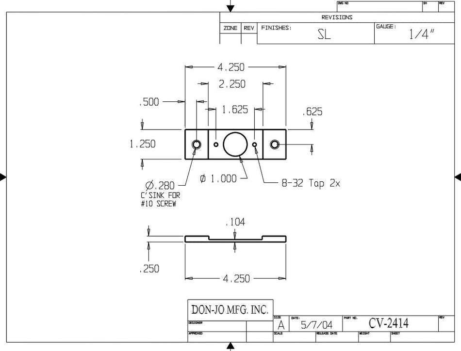 Don-jo CV 2414 Conversion Plate