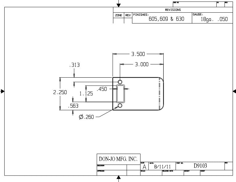 Don-jo D9103 Extended Lip Dimple Strike