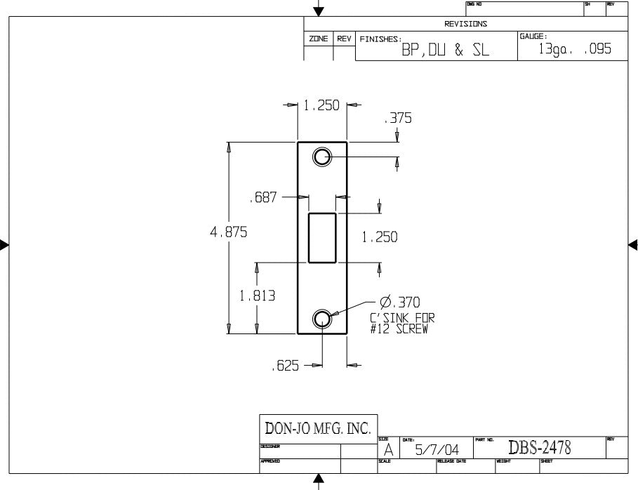 Don-jo DBS 2478 ANSI Strike for Deadbolt