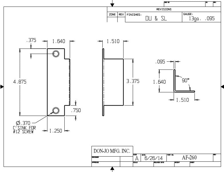 Don-jo AF 260 Electric Strike Filler Plate