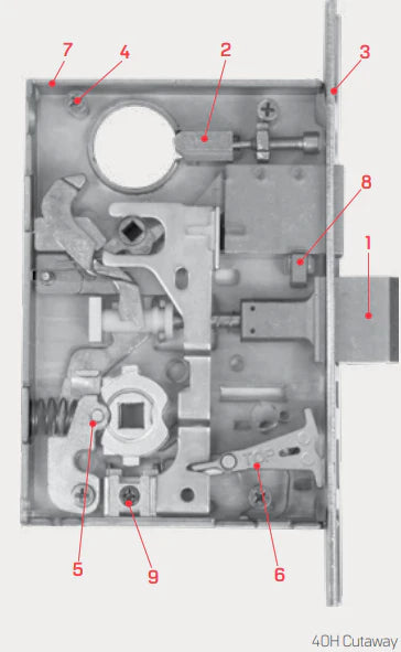 45H-7-AT Office Latch Function Mortise Lock Single Keyed