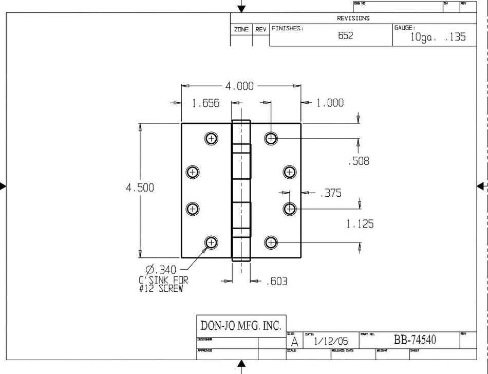 Don-Jo BB74540 Ball Bearing