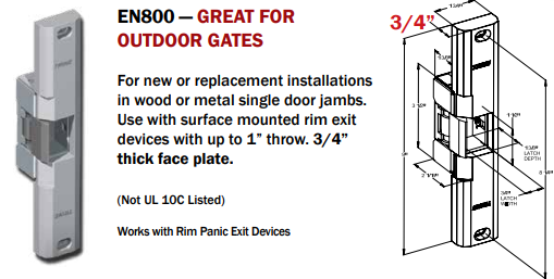 Trine EN800 3/4" Rim Electric Strike