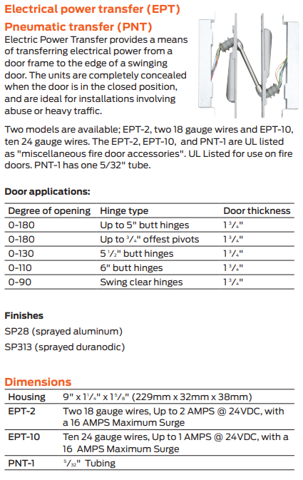 Von Duprin EPT Electric Power Transfer