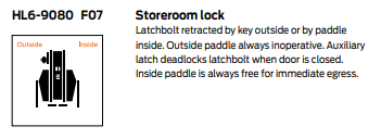 Schlage HL6-9080 Hospital Push/Pull Mortise Latch - Storeroom Lock Function