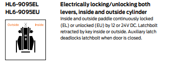 Schlage HL6-9095EL Hospital Push/Pull Mortise Latch - Institution Function with Electric Locking