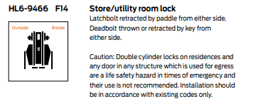 Schlage HL6-9466 Hospital Push/Pull Mortise Latch - Store/Utility Function Lock Function