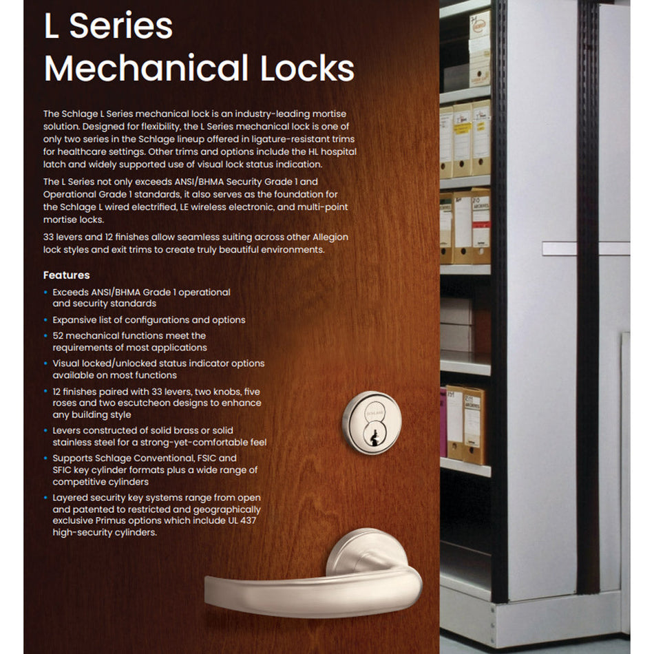 Schlage L9066 - Store Lock - Grade 1 Non-Deadbolt Function Double Cylinder Keyed Lever Lock