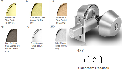 Sargent 487 Classroom Deadbolt Grade 1 480 Series - Barzellock.com