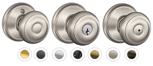 Schlage Georgian Knob F Series Passage, Privacy, Entrance, Dummy - Barzellock.com
