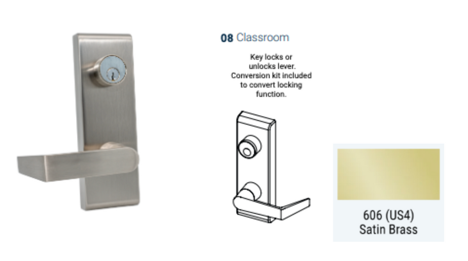 PDQ 6WM - M08 Classroom w/ Lever Wide Stile Mortise Trim